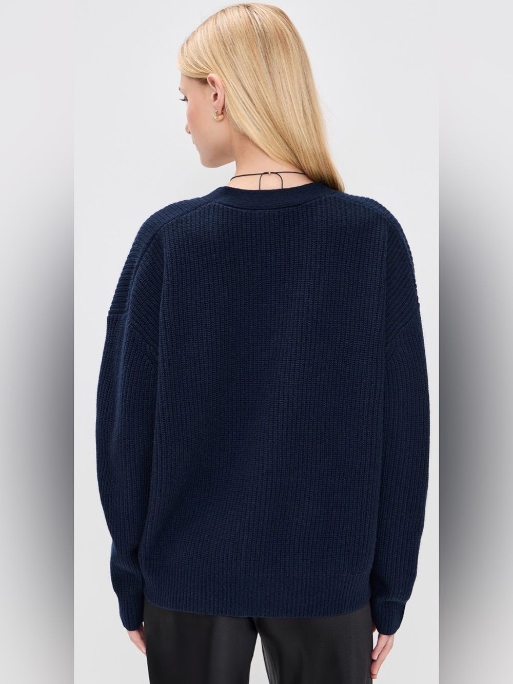 Jenni Kayne Cotton Cocoon Cardigan Oversized relaxed front pocks💙sz lrg Navy - Picture 6 of 16